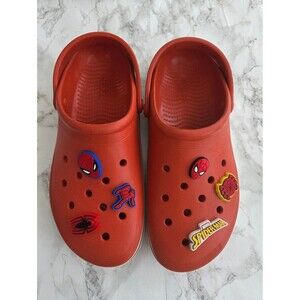 Crocs Men Red Spiderman charms Size  9